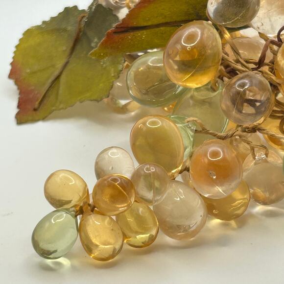 Vintage Lucite Grape Cluster Décor Amber Green Lot of 2 Mid Century - Picture 2 of 8